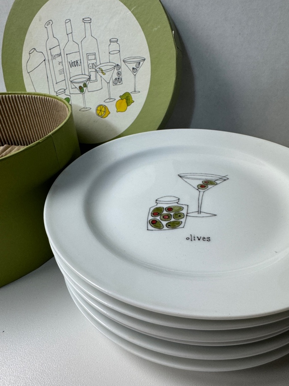 Pottery Barn Martini Appetizer Cocktail Plates Set of 6 - Picture 4 of 16